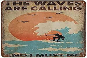 Obonly Vintage Surfing Tin Signs, Retro Metal Wall Decor for Home Bar...