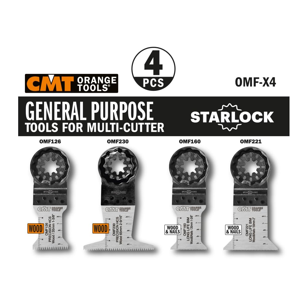 CMT Orange Tools OMF-X4 Zestaw uniwersalny 4 szt. do oscylacyjnych narzędzi wielofunkcyjnych