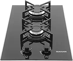 Fogão de Mesa Cooktop 2 Bocas Vidro Preto à Gás - SUGGAR - FG2002VP