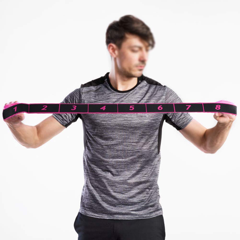 Banda Elástica de Yoga Cinturón de Resistencia de Yoga 90x4cm Cinturón de Resistencia Yoga Sling Accesorio de Ejercicio para Entrenamiento(Rosa roja)
