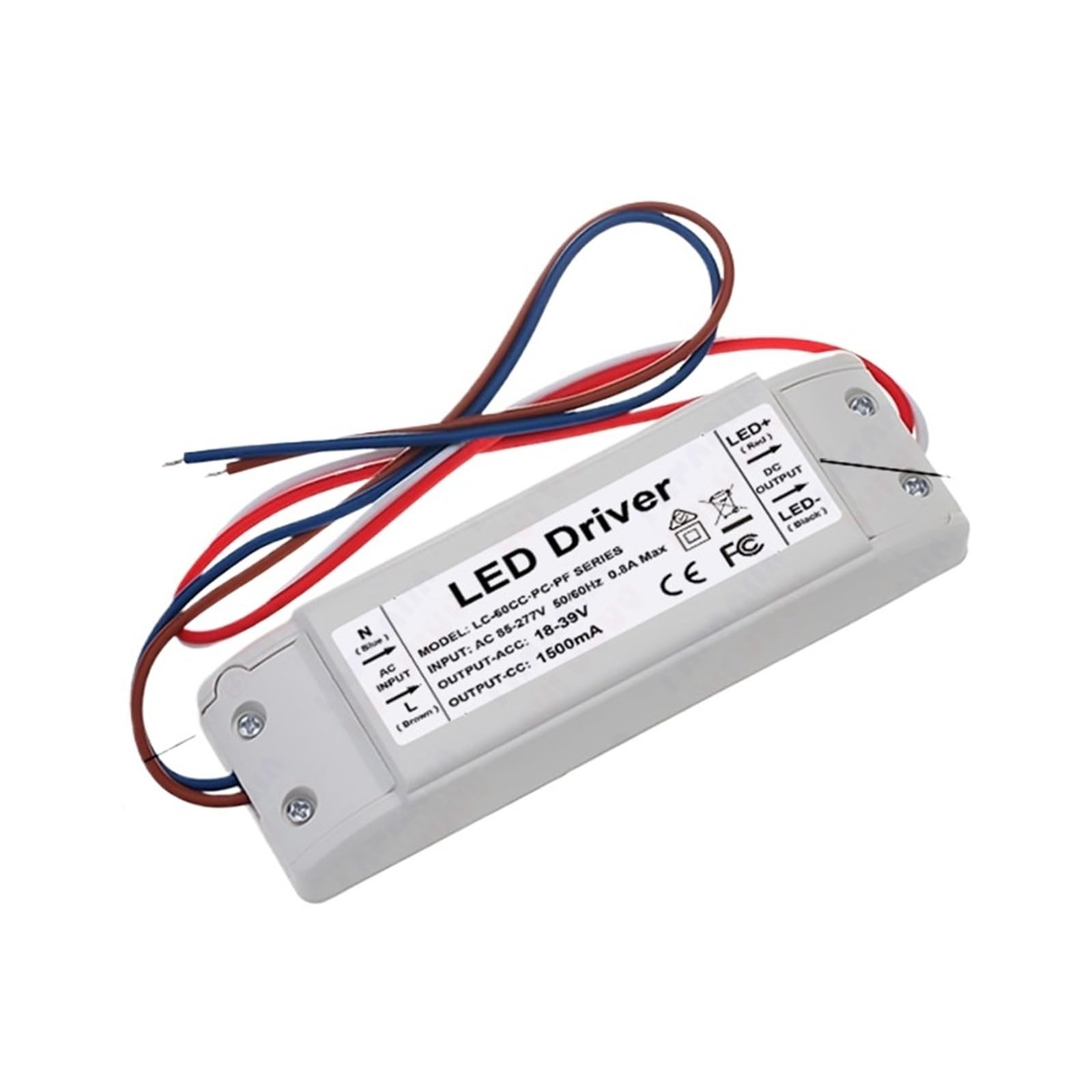 PWANUIGTE 40W 50W 60W LED Driver Constant Current 450mA 600mA 900mA 1200mA 1500mA 1800mA 2100mA Power Lighting Transformer(2100mA 12-25V PC)