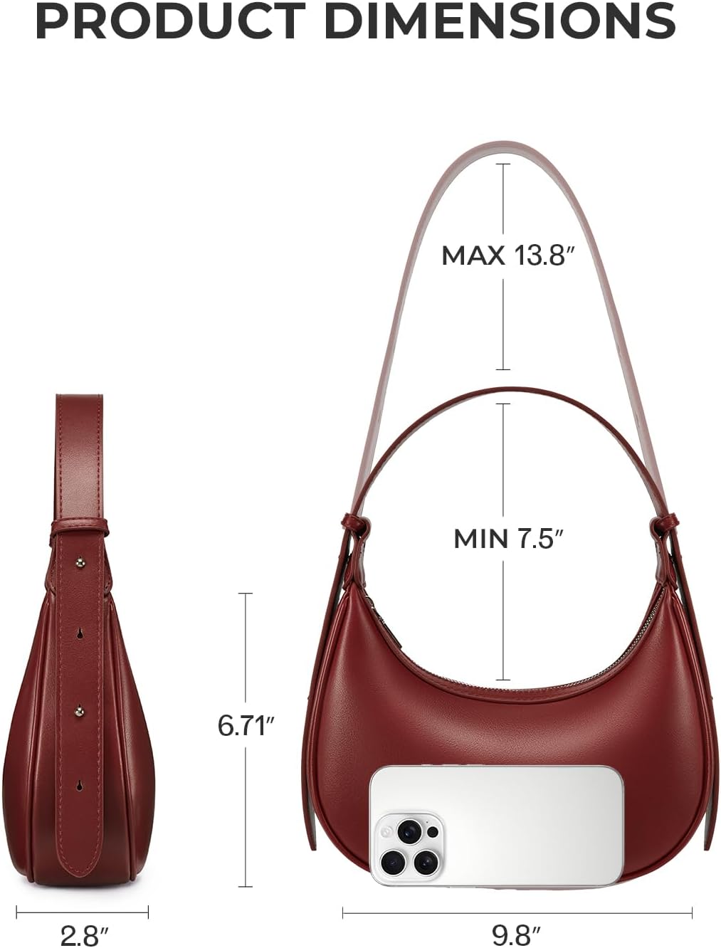CHOLISS Shoulder Bag for Women RFID Vegan Leather Crescent Hobo Bag Clutch Underarm Purse Top-Handle Travel Handbags - Image 5