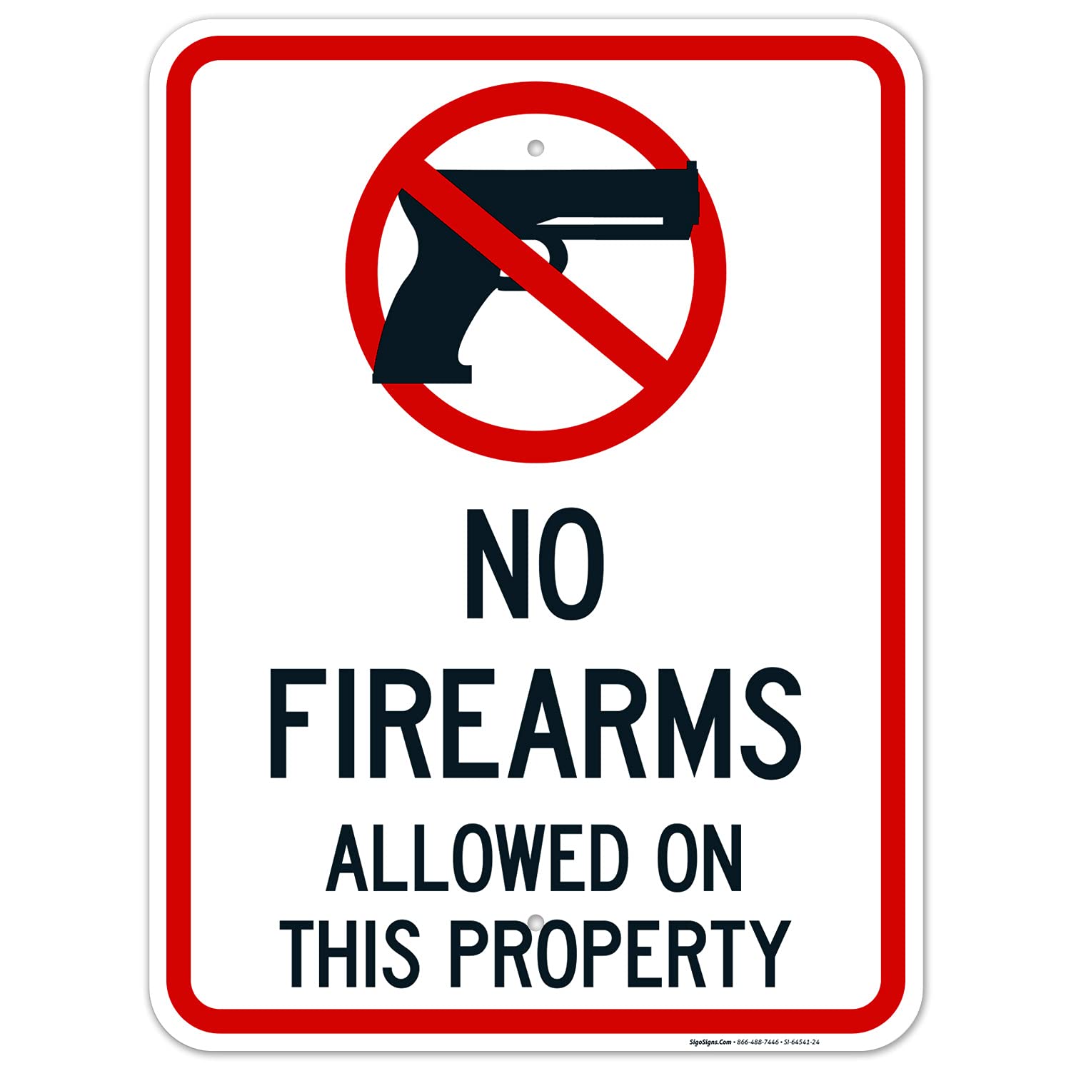 No Firearms Allowed On This Property with Symbol Sign, 18x24 Inches, Rust Free .063 Aluminum, Fade Resistant, Made in USA