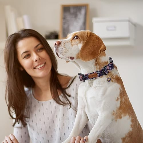 Miniatura 5 de Faygarsle Collar de perro floral para niñas y perras, collar suave y elegante para mascotas con diseño de flores, collar de perro morado ideal para