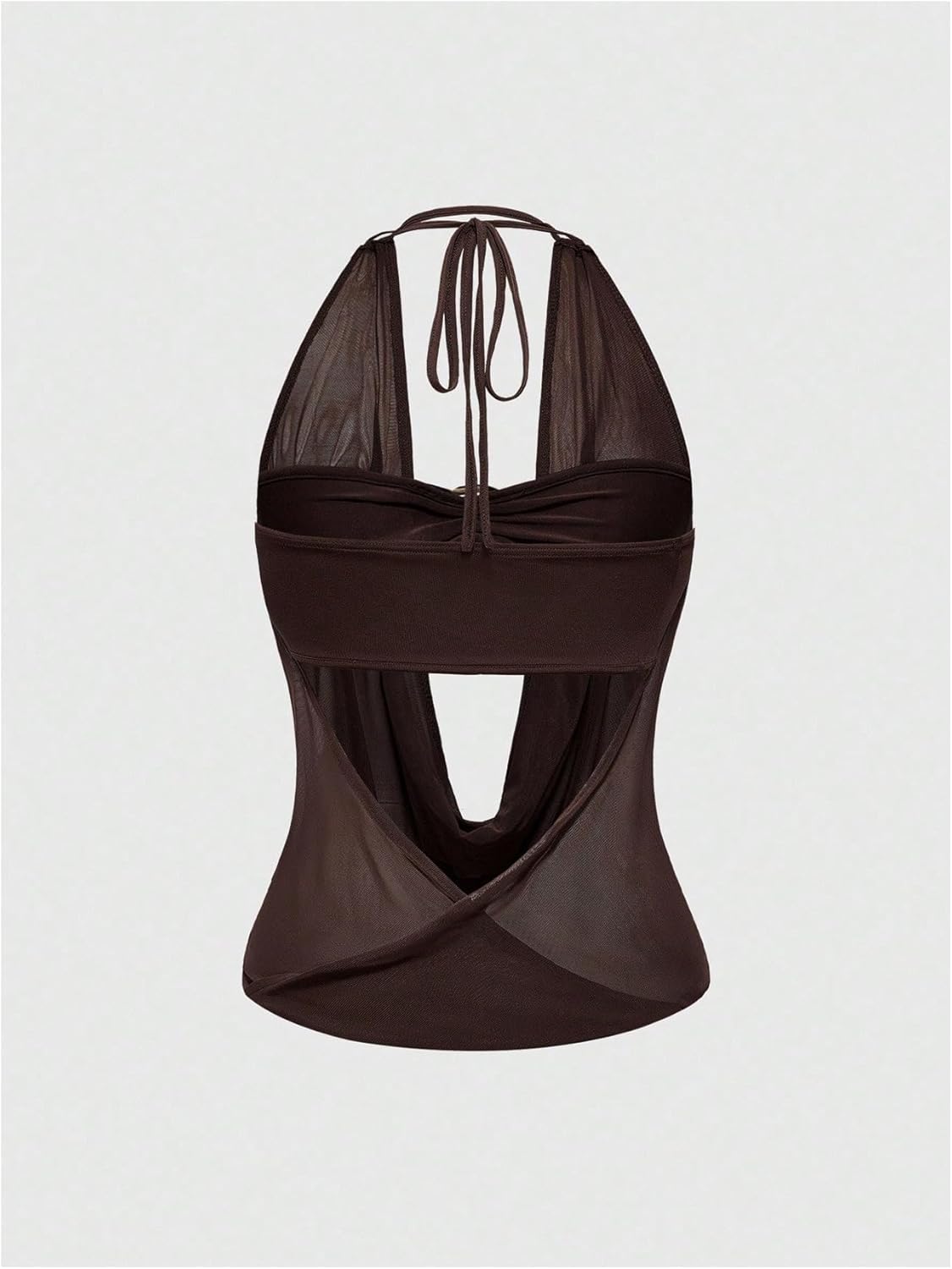 SweatyRocks Women's Sheer Mesh Ruched Draped Halter Top Y2K Sexy Cut Out Backless Going Out Tops - Image 2