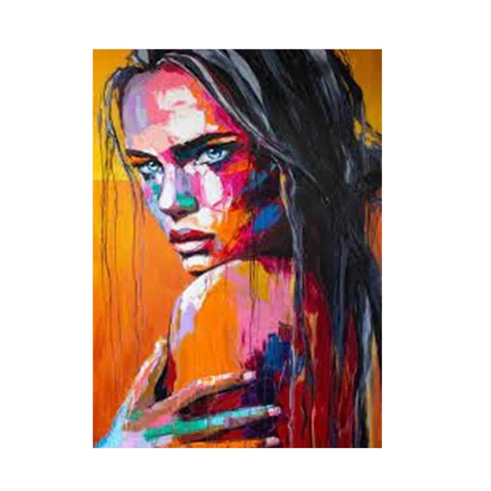 Peinture à l'huile graffiti de filles souriantes : tableau déco nature 40x50