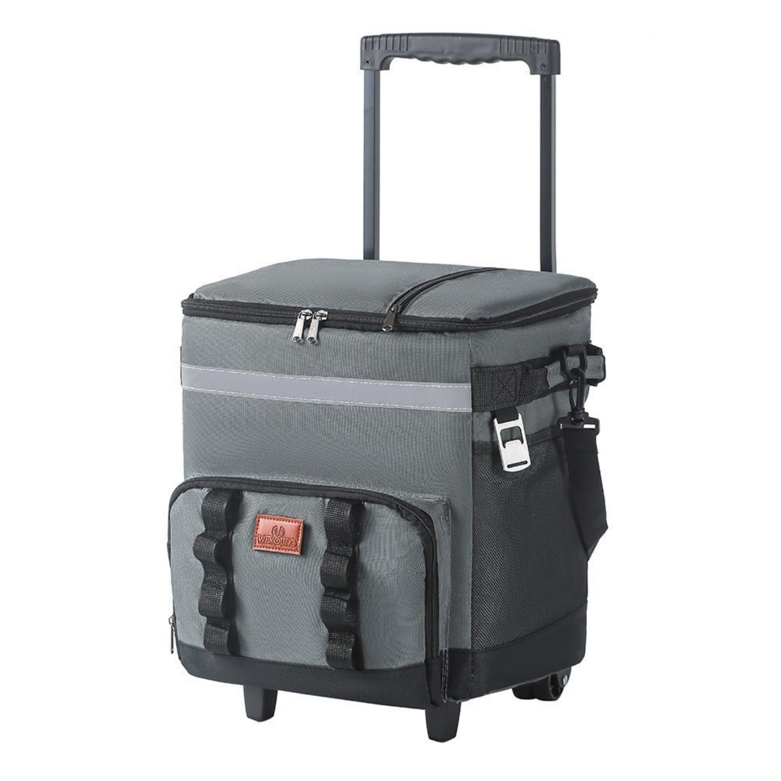 Borsa Termica Trolley per Conserve Snack Bevande Pasti Organizzati con Interno Isolato in Oxford Adatta Viaggi Familiari Picnic Trasporti, Grigio