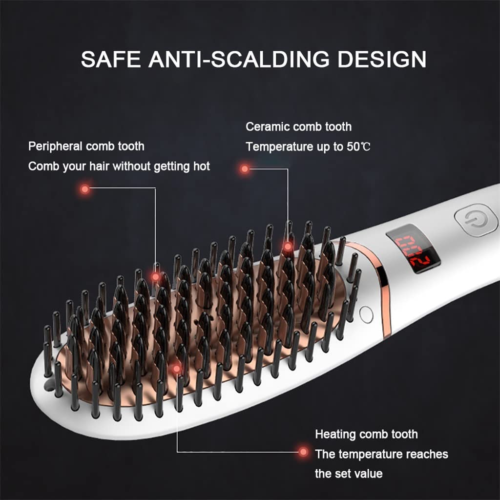 Pincel de alisión cabello 30S enderezado rápidamente peinado eléctrico Lcd Mostrar barba cepillo for el calefacción digital