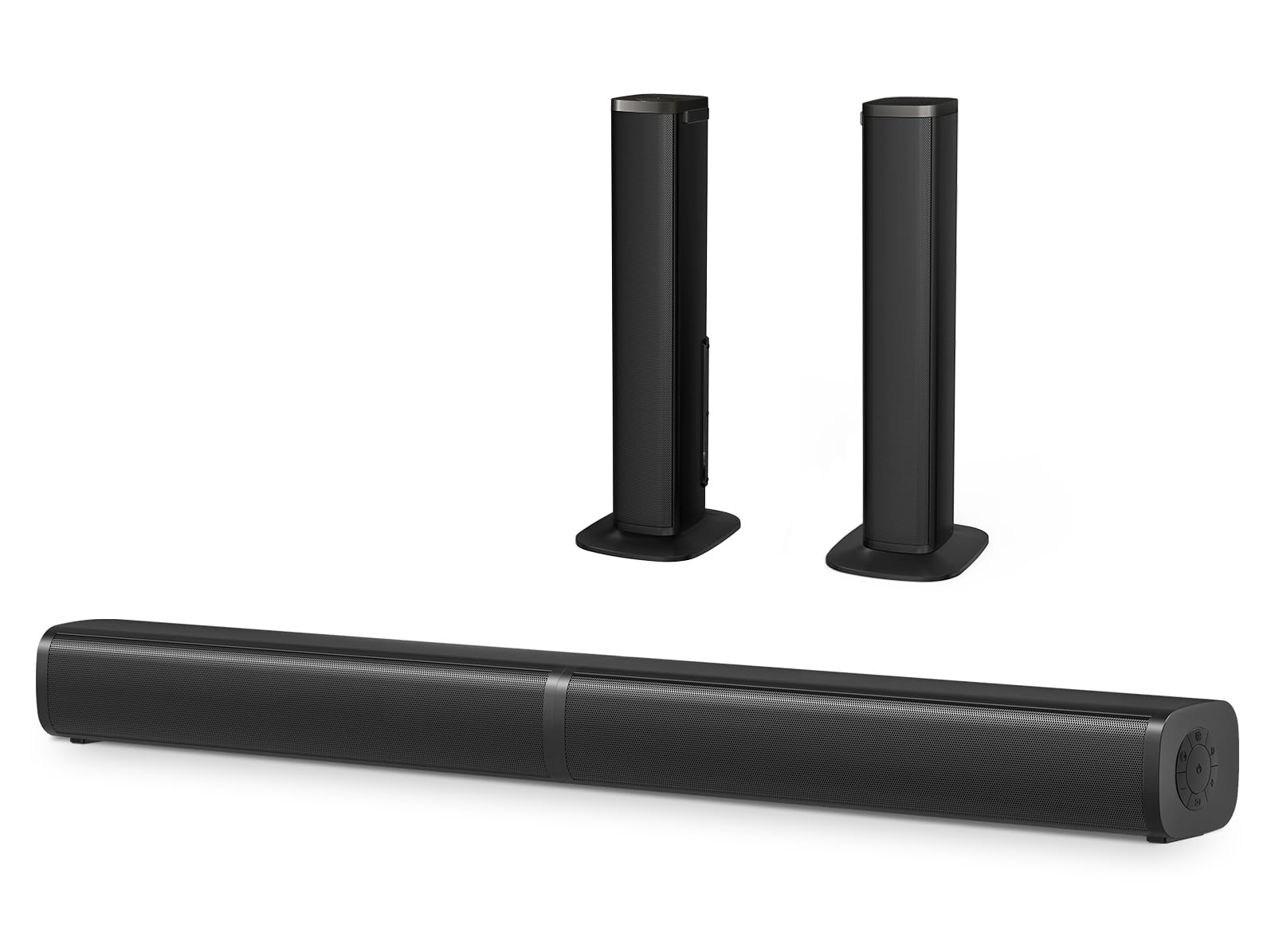 Wohome 2.2 Sound Bar for TV with Built-in Subwoofers, 32 Inches Detachable Soundbar Speaker, Bluetooth 5.3/Optical/AUX/USB Connection (Black)