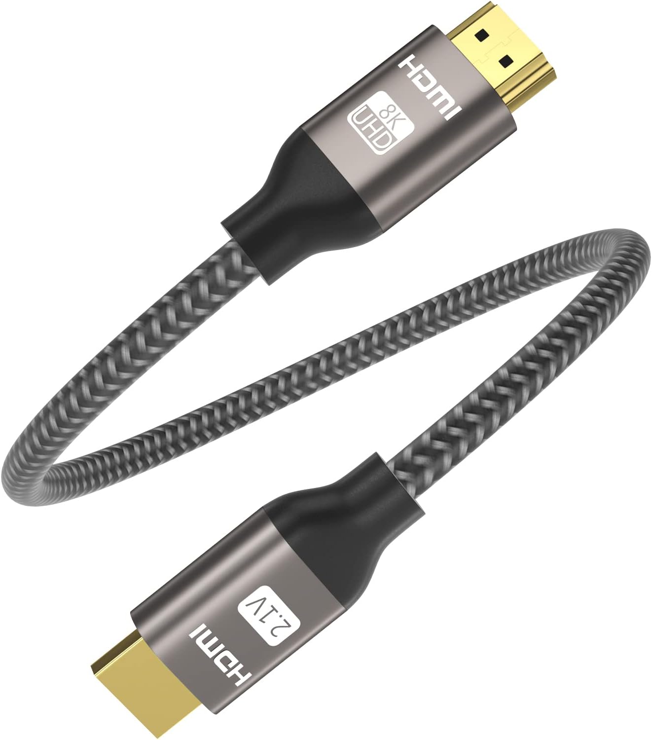 Yinker 8K HDMI Cable - 1.6ft/2pack, 8K@60Hz 4K@120Hz HDMI 2.1 Braided Cord, Supports 48Gbps, HDCP 2.2, HDR 10 for Laptop Computer Monitor