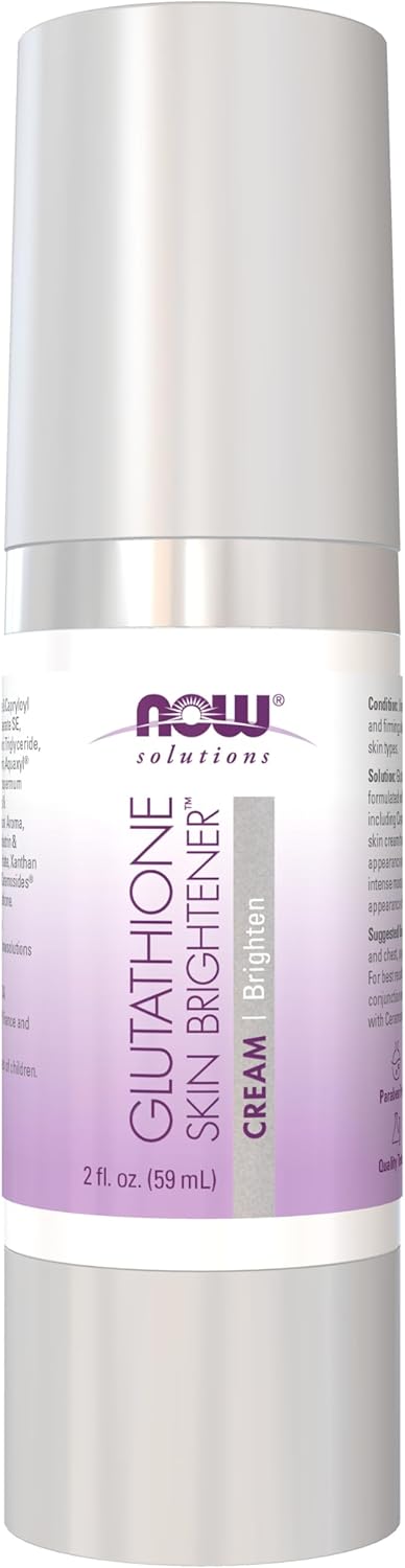 NOW Foods Solutions Glutathione Skin Brightener Cream, Firming and Nourishing, Suitable For All Skin Types, 2-Ounce