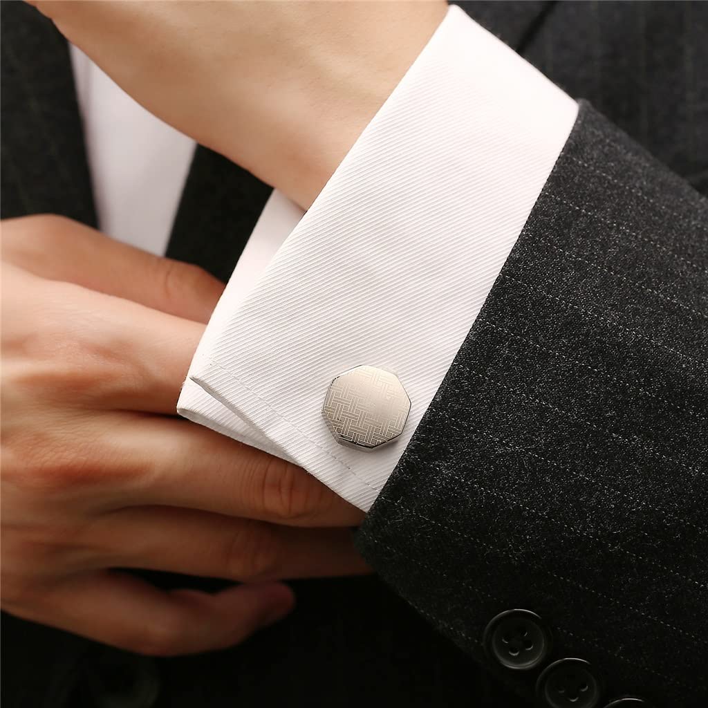 Gemelos geométricos para hombre con botones para camisa (color: A, tamaño: talla única)