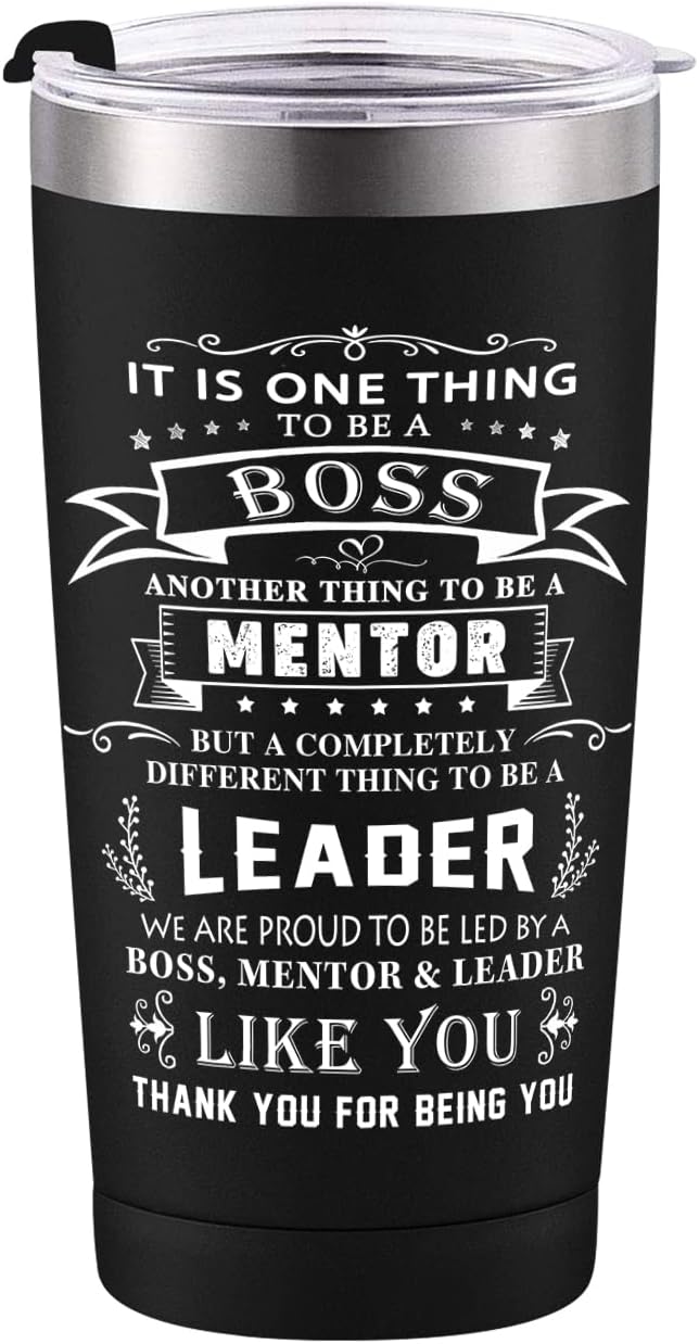 Best Boss Gifts for Women Men - Stainless Steel Boss Cup Tumbler 20oz, Worlds Best Boss Coffee Travel Mug, Birthday Retirement Gifts for Boss, Manager