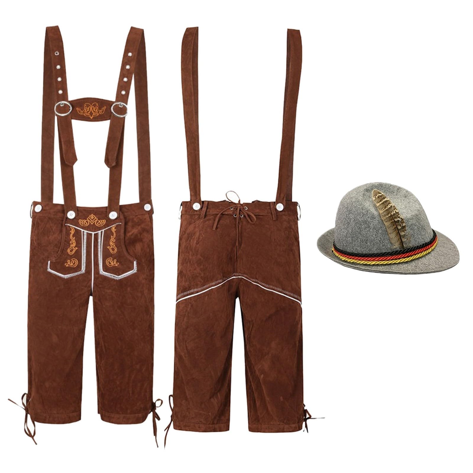 Generisch Trajes étnicos masculinos tradicionales Oktoberfest Peto Mono y sombrero de dos piezas