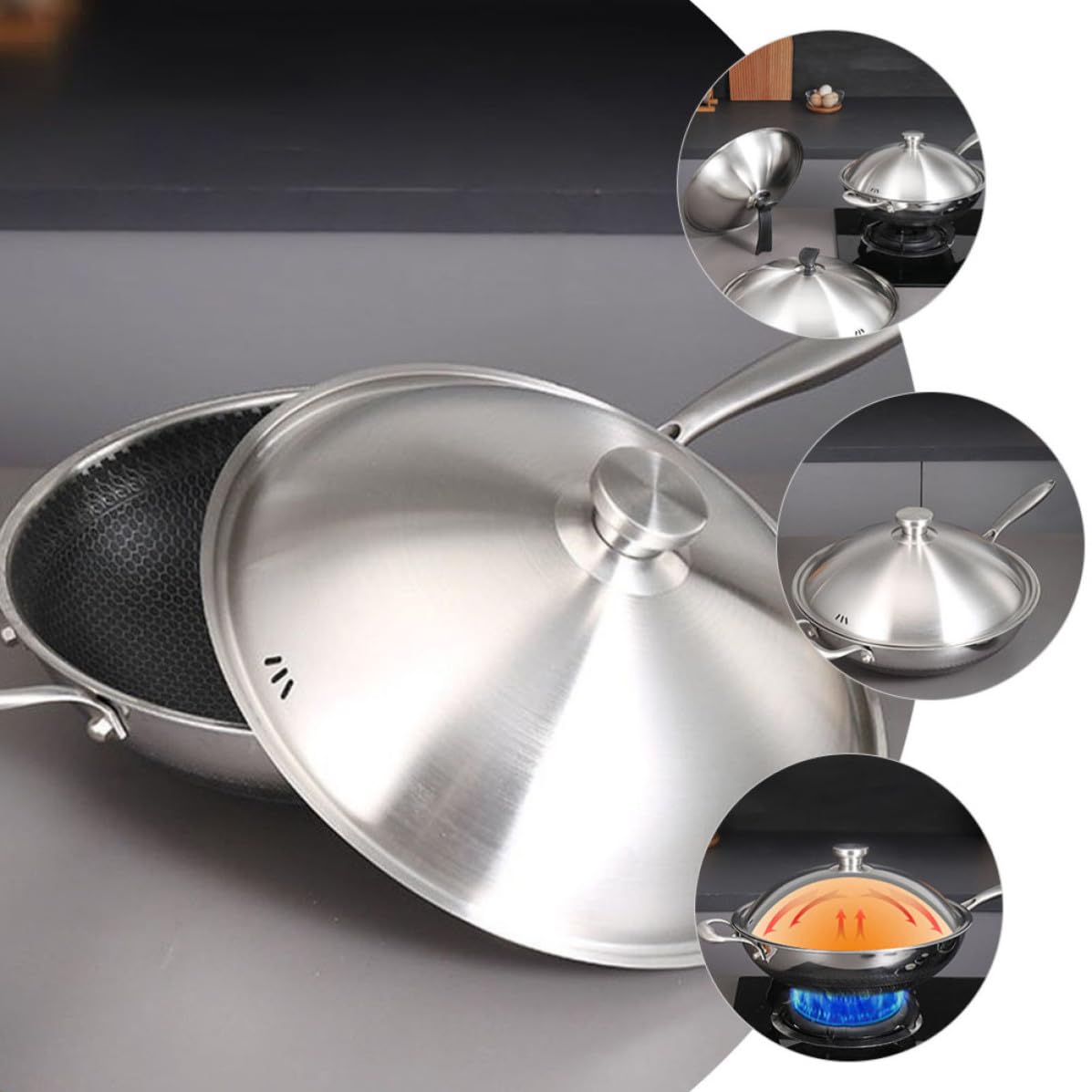 Coperchio in Acciaio Inox per Pentole e Padelle 34-36cm