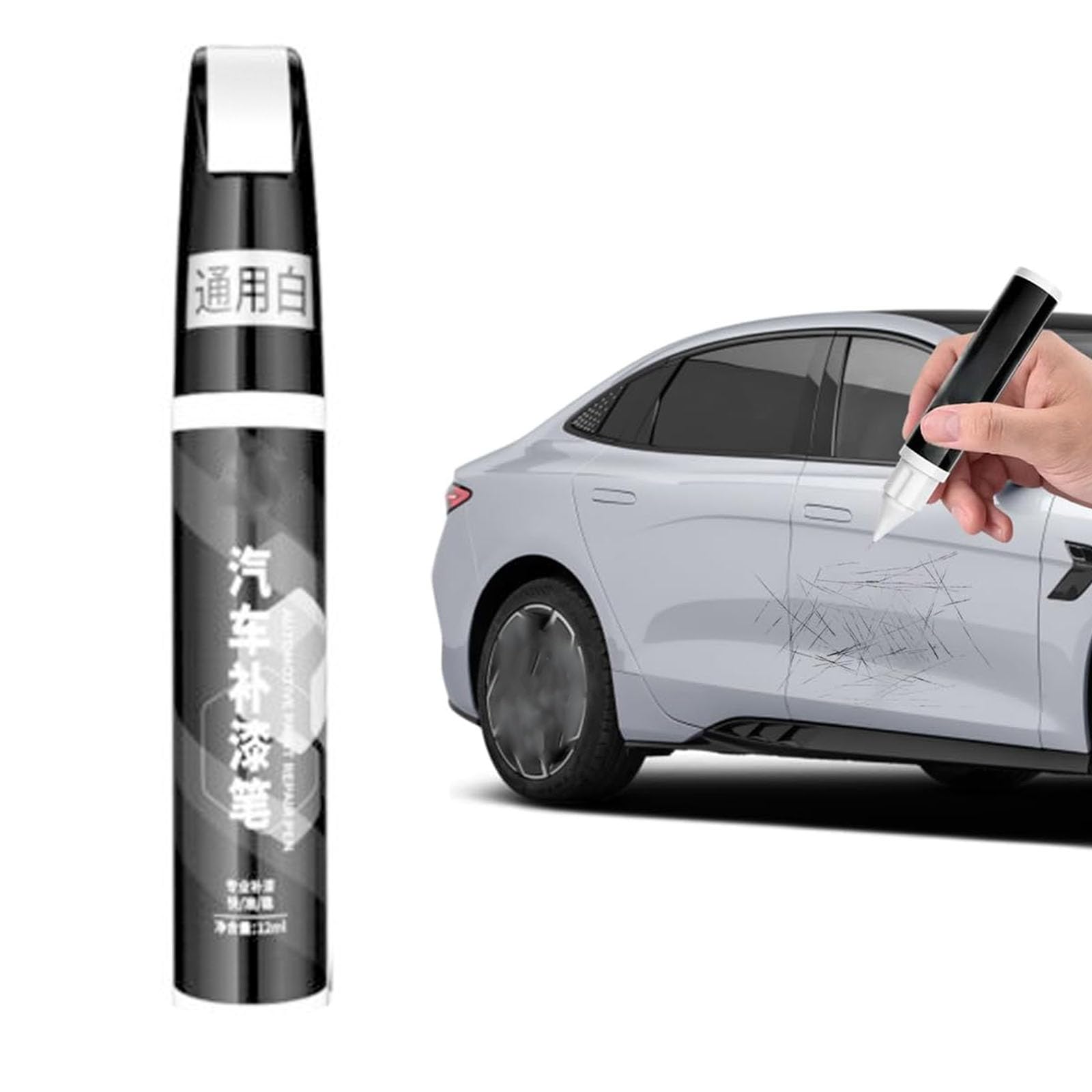Cmeilau White Car Scratch Remover Pen,Car Paint Scratch Repair Pen Brush,Multi-Color Touch Up Paint For Strip Dotted Scratch,Auto Scratch Remover Car Accessories For Cars Fill Paint (White)