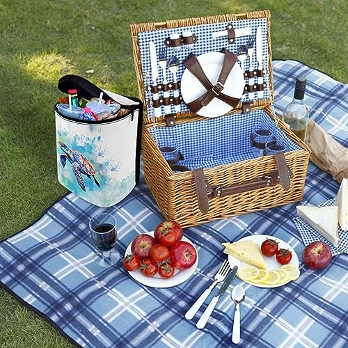Image of DISNIMO Tie Dye Car Trash Can Easy-to-Install Car Accessory Interior, Sea Turtle Leak-Proof Car Garbage Can Bin Organizer Storage Bag for The Back Seat of Any Cars, Sedans, SUVs & Trucks
