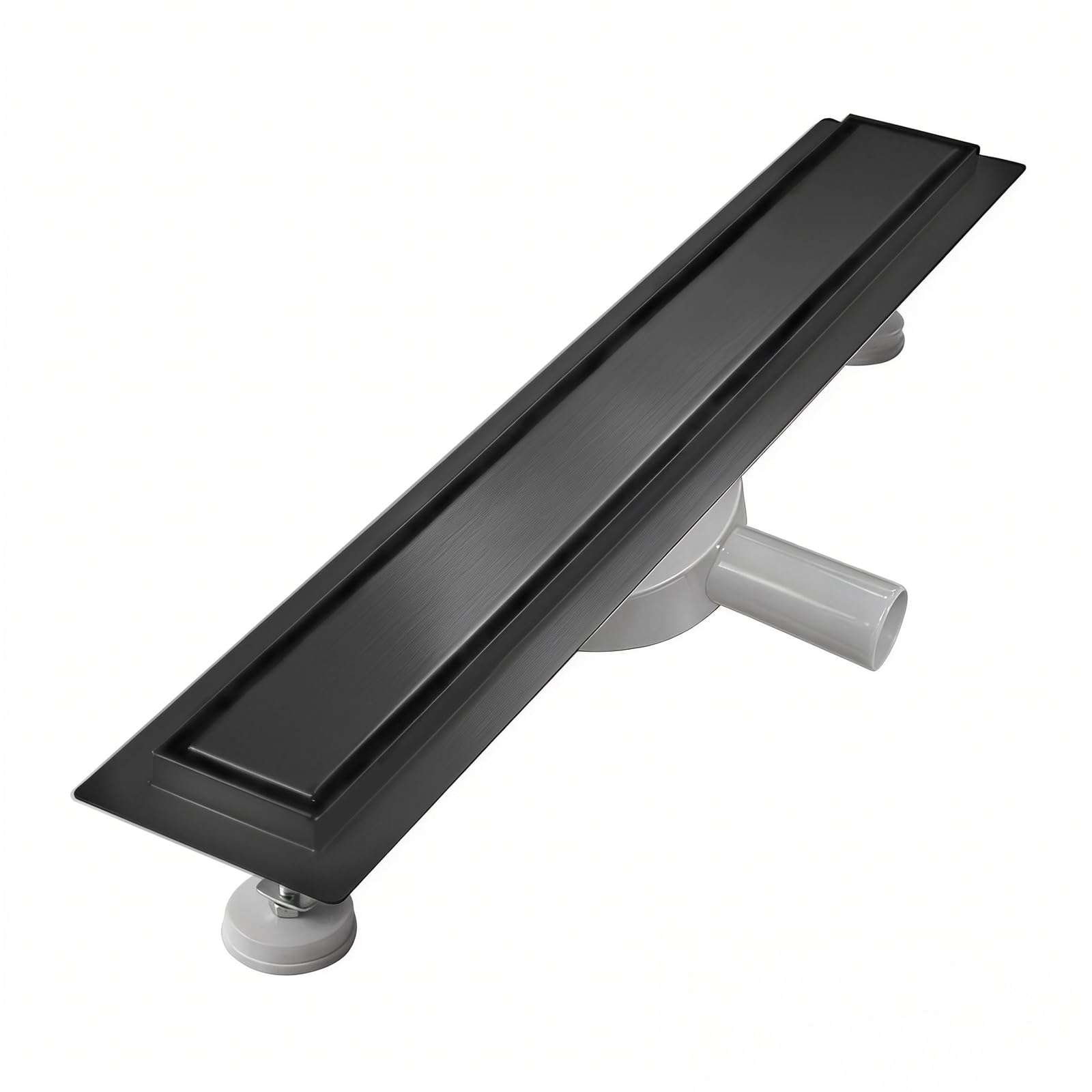 Canale doccia 90 cm, Nero Canale doccia piastrellato extra piatto, scarico pavimento in acciaio inox Set completo con filtro a sifone a 360°
