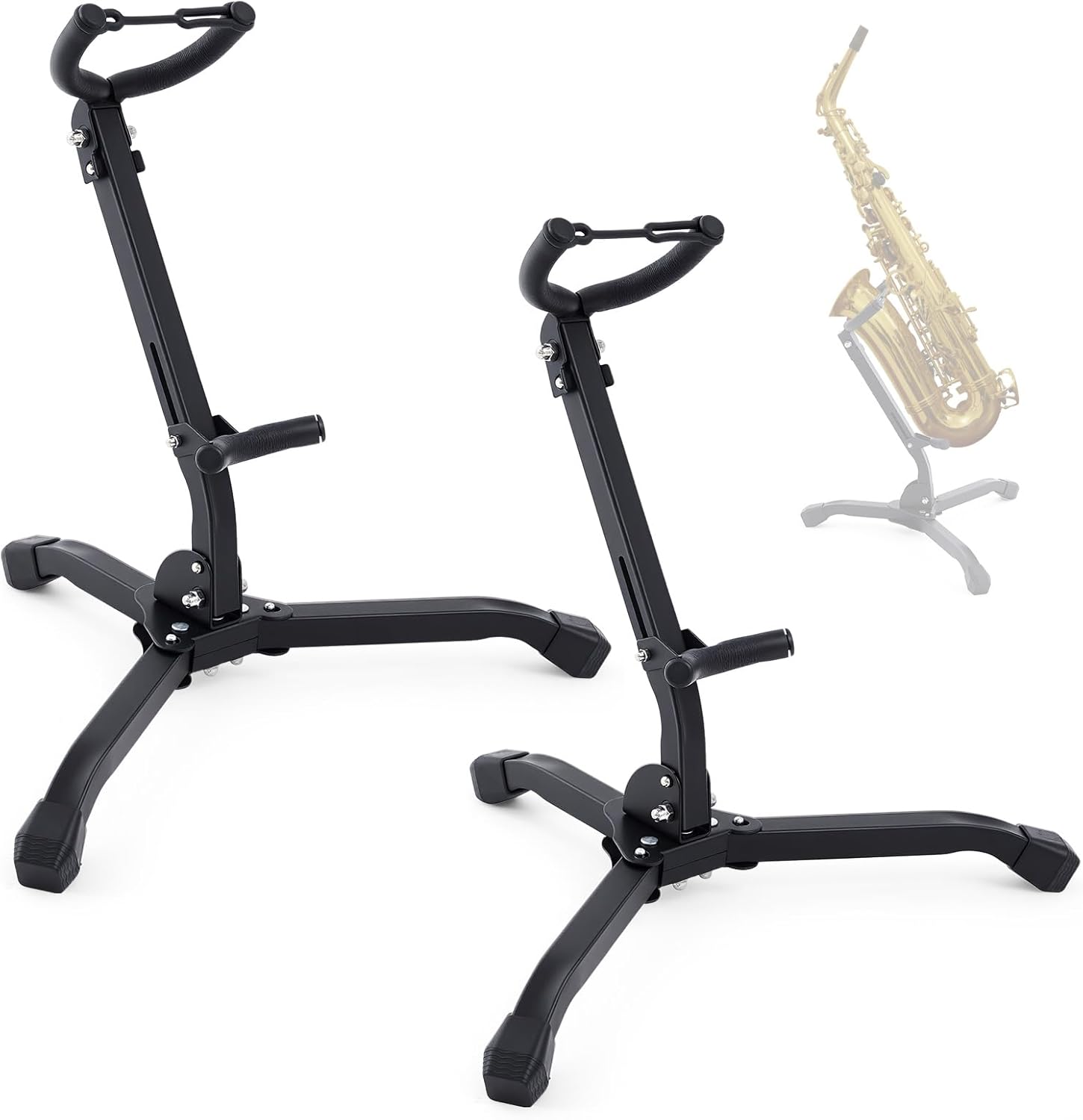 2 Pcs Saxophone Wall Mount Tenor Alto Saxophone Stand Holder Display Rack Metal Alto Sax Stand Wall Hanger for Music Studio Instrument Shop Home Accessories Sax Lover Gifts, Black