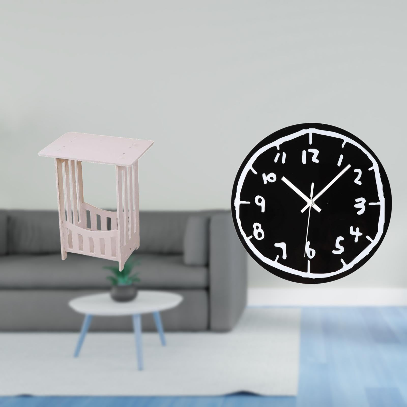 Enakshi® Minimalist Bedside Table with Modern Acrylic Clock Practical End Table for Hotel Cafe Lounge Room and Decorative Art Timepiece|Home & Garden | Furniture | Tables-image-48