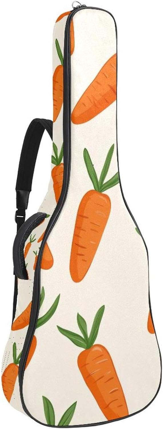 Easter Eggs with Flowers Plants Doodle Style Acoustic Guitar Gig Bag, 1 cm Thick Padding Waterproof Guitar Bag Backpack for 40 41 42 Inch Electric Bass Classical Guitars