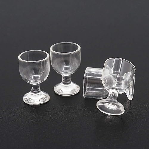 Miniatura 2 de Odoria Copas de vino vacías en miniatura 112, 4 piezas, accesorios de decoración para casa de muñecas, B