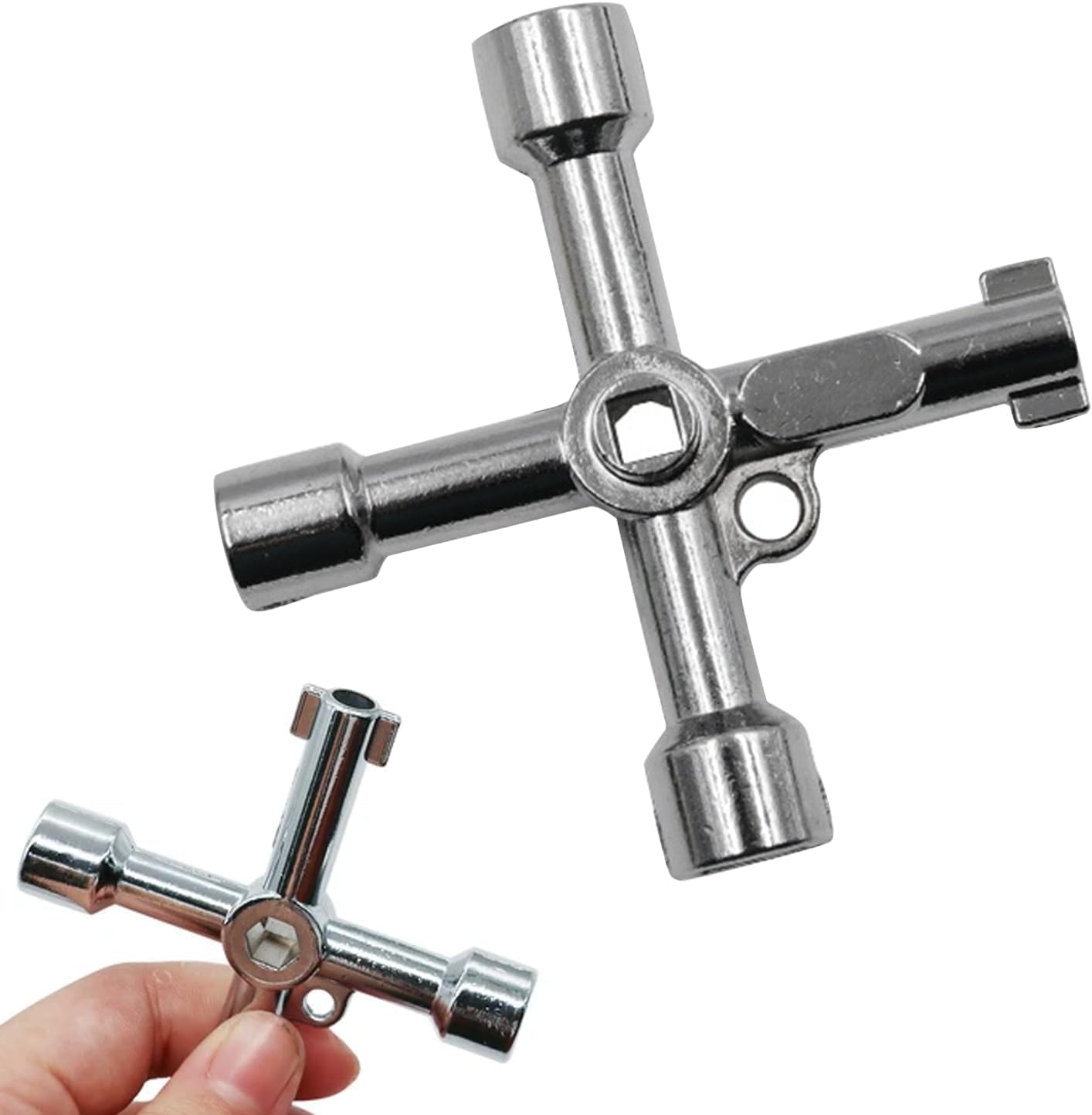Panel Key,4 Way 4 in 1 Utilities Keys,Multi-Specification Electric Box Key,Multi-Functional Universal Gas Meter Box Keys for Faucet,Gas,Meters,Valve,Spigots,Electrical Cabinet Opening.(Silver)