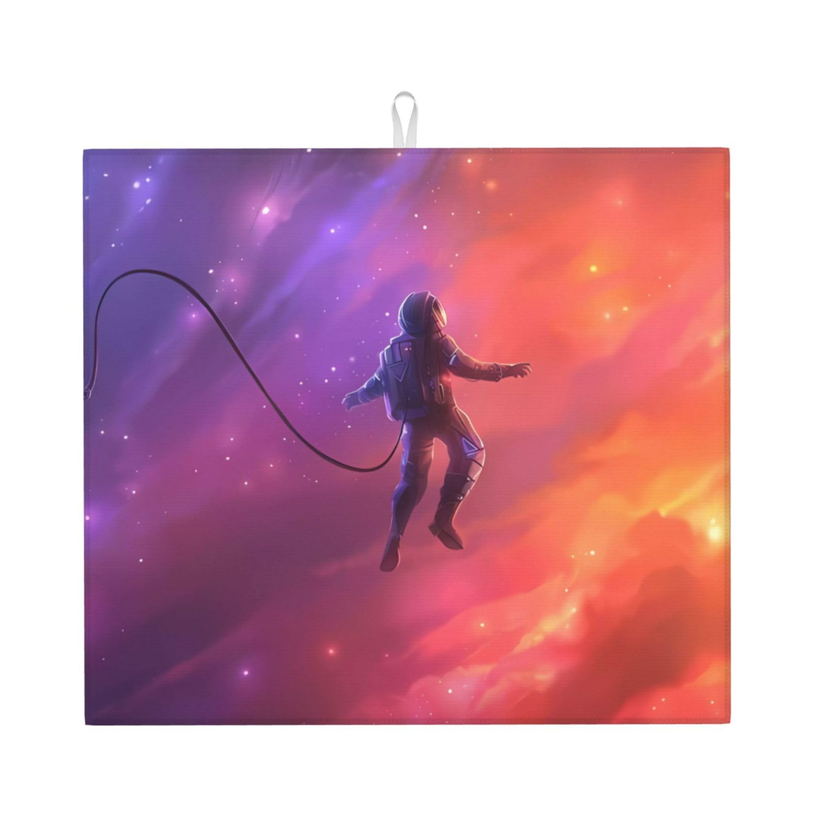WHJSHOP Astronaut Prints Kitchen Drying Mat – Absorbent Dish Throw for Countertops, Quick-Dry Non-Slip Layer with Colorful Prints, Ideal Housewarming Gift