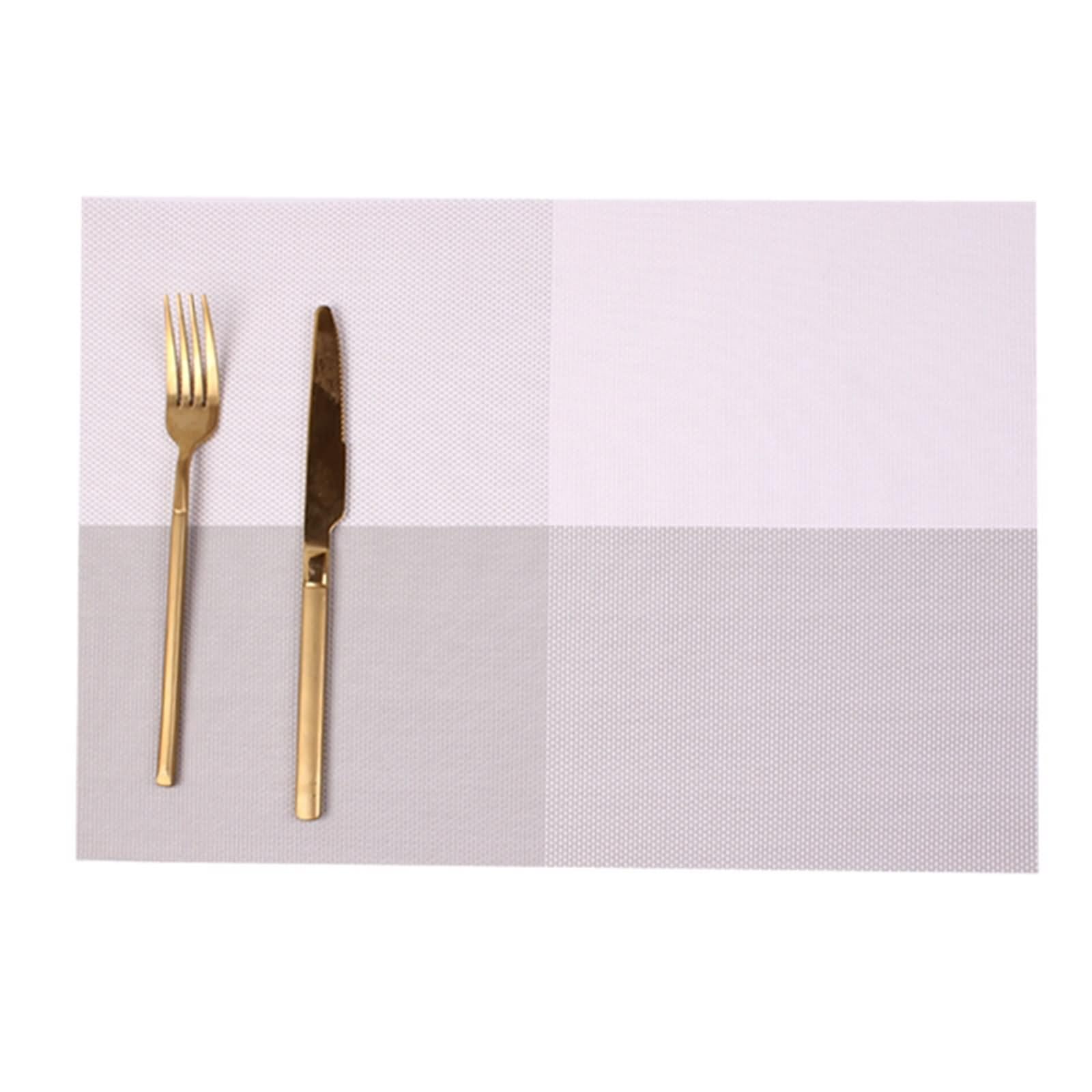 Platzset 6er Set, Platzdeckchen Landhausstil 30x45cm Gewebtes Rechteckiges Muster Grau Beige PVC