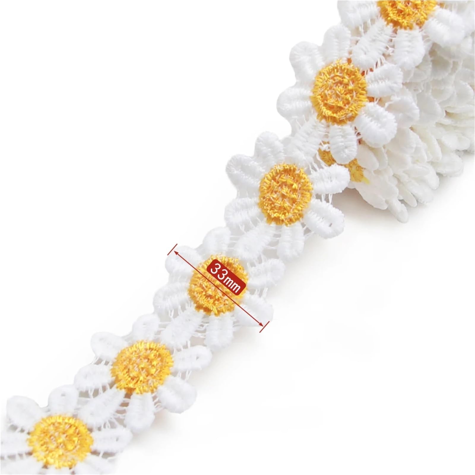 1 Yard Colorful Daisy Flower Lace Trim Knitting Wedding Embroidered DIY Handmade Patchwork Ribbon Sewing Supplies Crafts Fabric for Sewing(Yellow 074605)