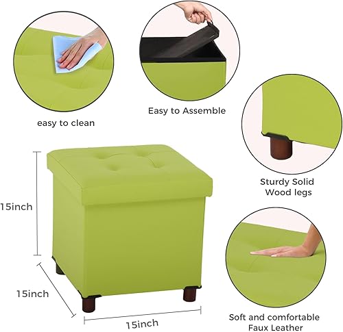 Miniatura 3 de Otomana de almacenamiento, otomana con almacenamiento para sala de estar, bandeja cuadrada otomana, para dormitorio, reposapiés, taburete con patas,