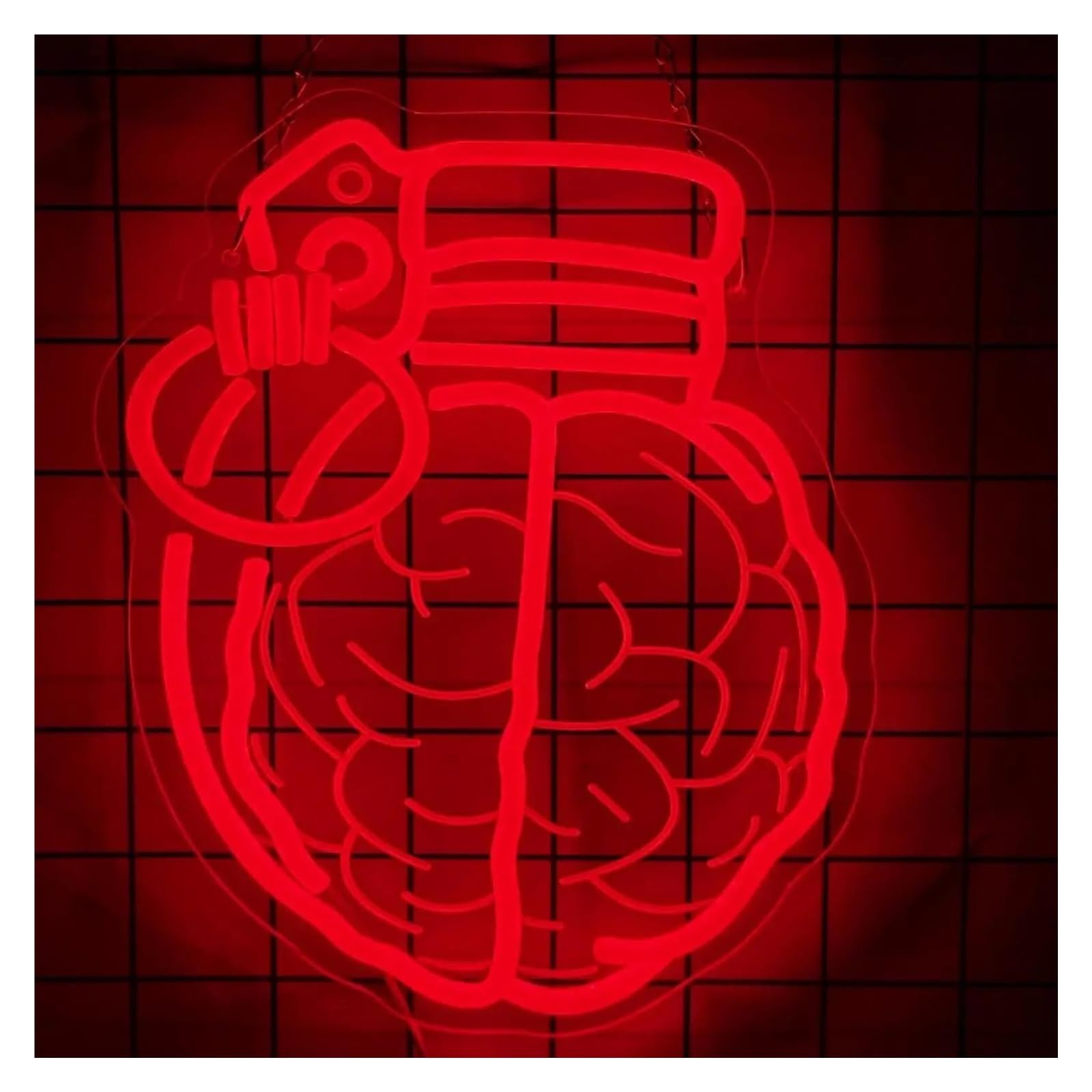 LEMST Sign Lamp Brain Grenade Neon Light for Game Rooms, Offices, Modern Decor 27.94x35.56cm
