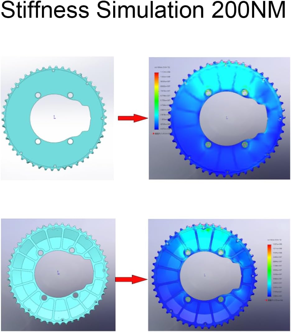 DJC Stone 110bcd Round Double Chainring 12s Aero Style for Shimano 105 R7100 UT R8100 DA R9200 Road Bike 56-42T 55-40T 54-40T 53-39T 52-36T 50-34T 48-33T 46-32T 58-44T
