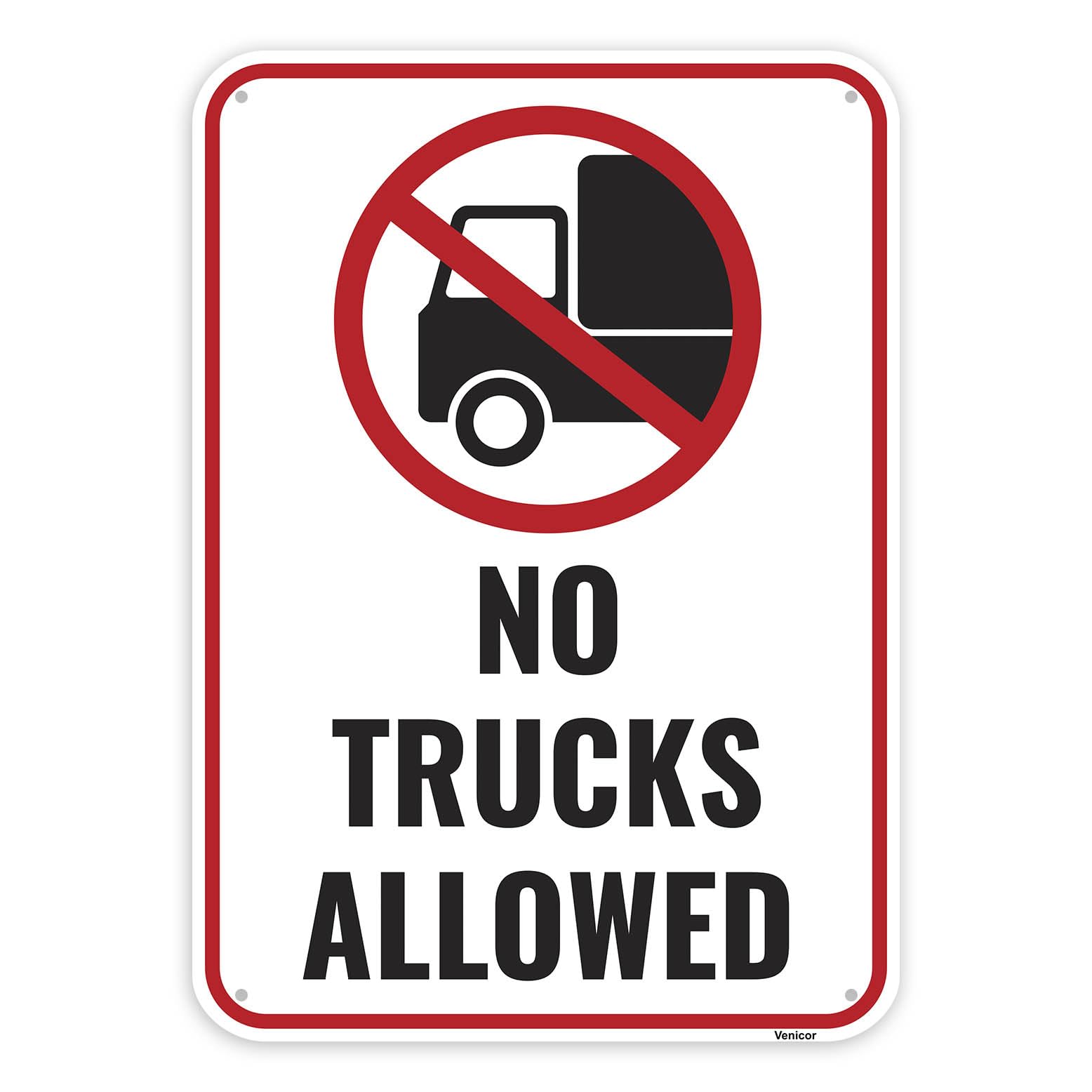 No Trucks Allowed Aluminum Sign, Driveway Delivery Vehicle Ban, 12x8 Inch
