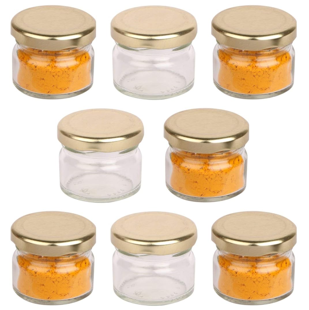 URBAN MOON Glass Mini Jar Container For DIYs, Cookie, Honey, Spice Jar Containers with Airtight Rust Proof Metal Lid For Modern Kitchen, Home & Table Decoration and Gifts - Pack of 8 Piece, 30 ML-image-49