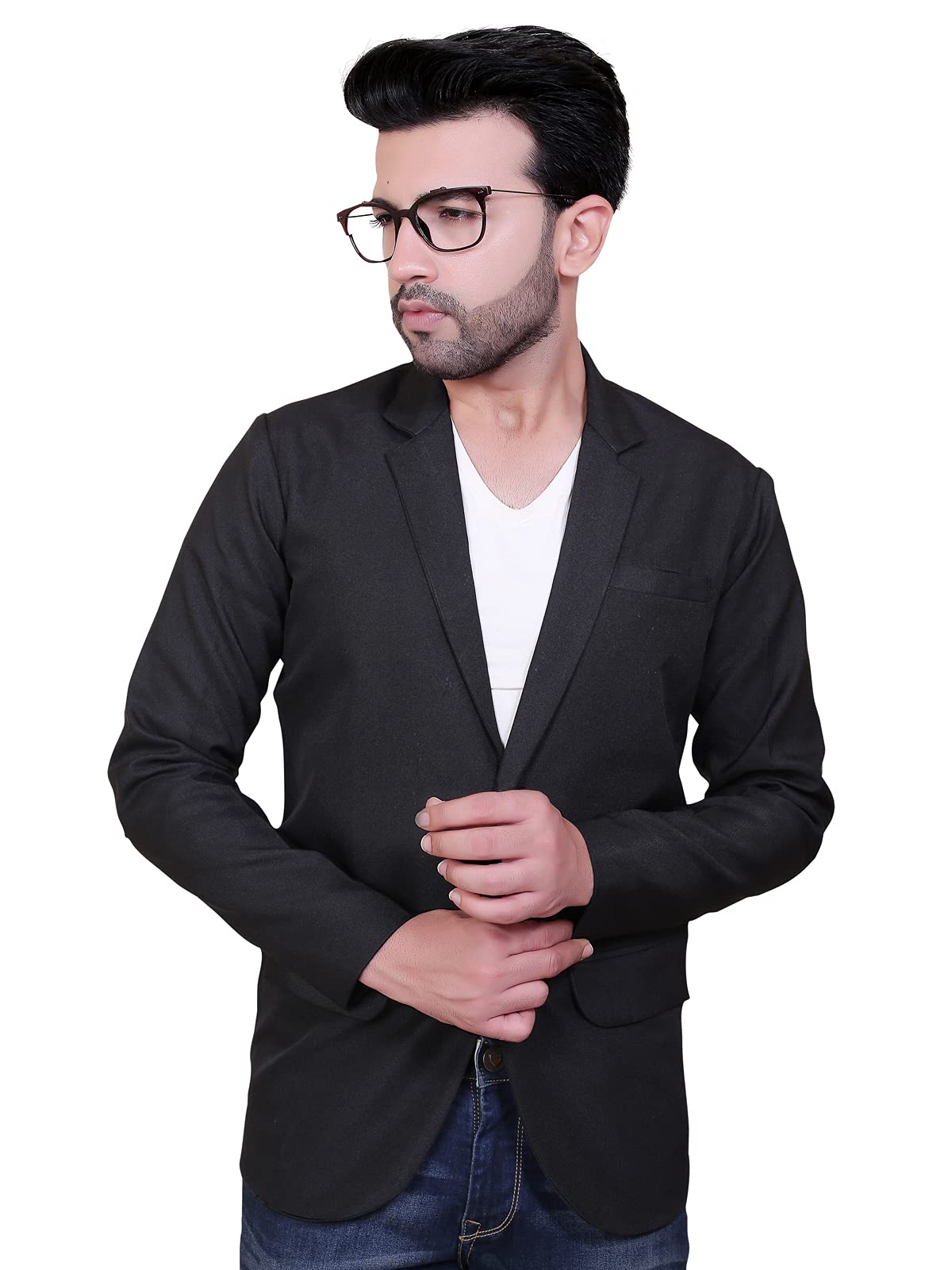 click one Casual Viscose Formal Blazer For Men's (Xl,Black)-picture-44
