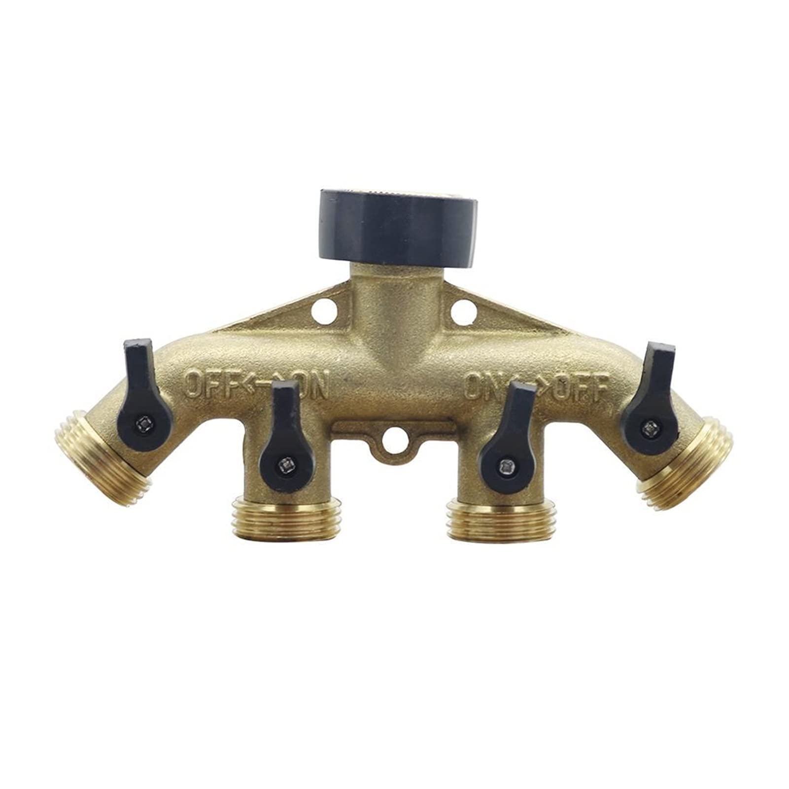 Raccordi per connettori per Tubi Flessibili Brass 3/4 "Standard Europeo/Americano Splitter a Quattro Vie 1pc con valvola Giardino Irrigazione Valvola di Controllo dell'Acqua Connettore Rubinetto
