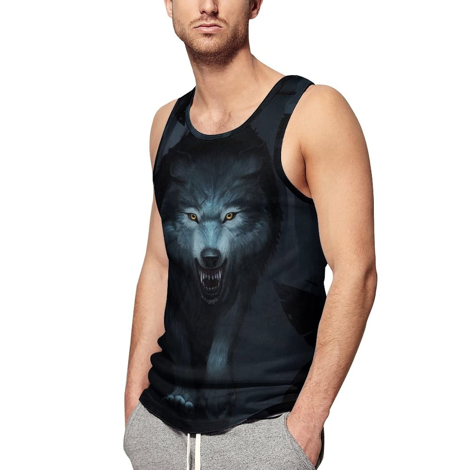 Amazon | 狼 メンズタンクトップノースリーブTシャツトップス