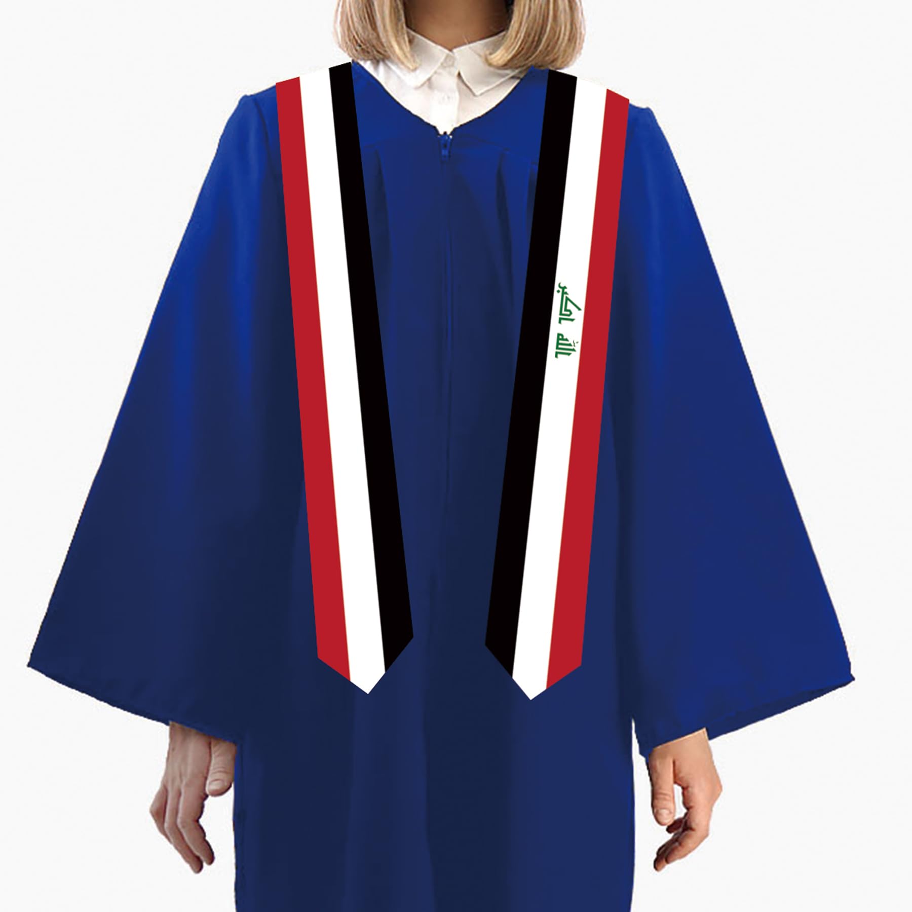 Generic 5.5x72 Inch Iraq Double Sided International Graduates Stole Scarfs