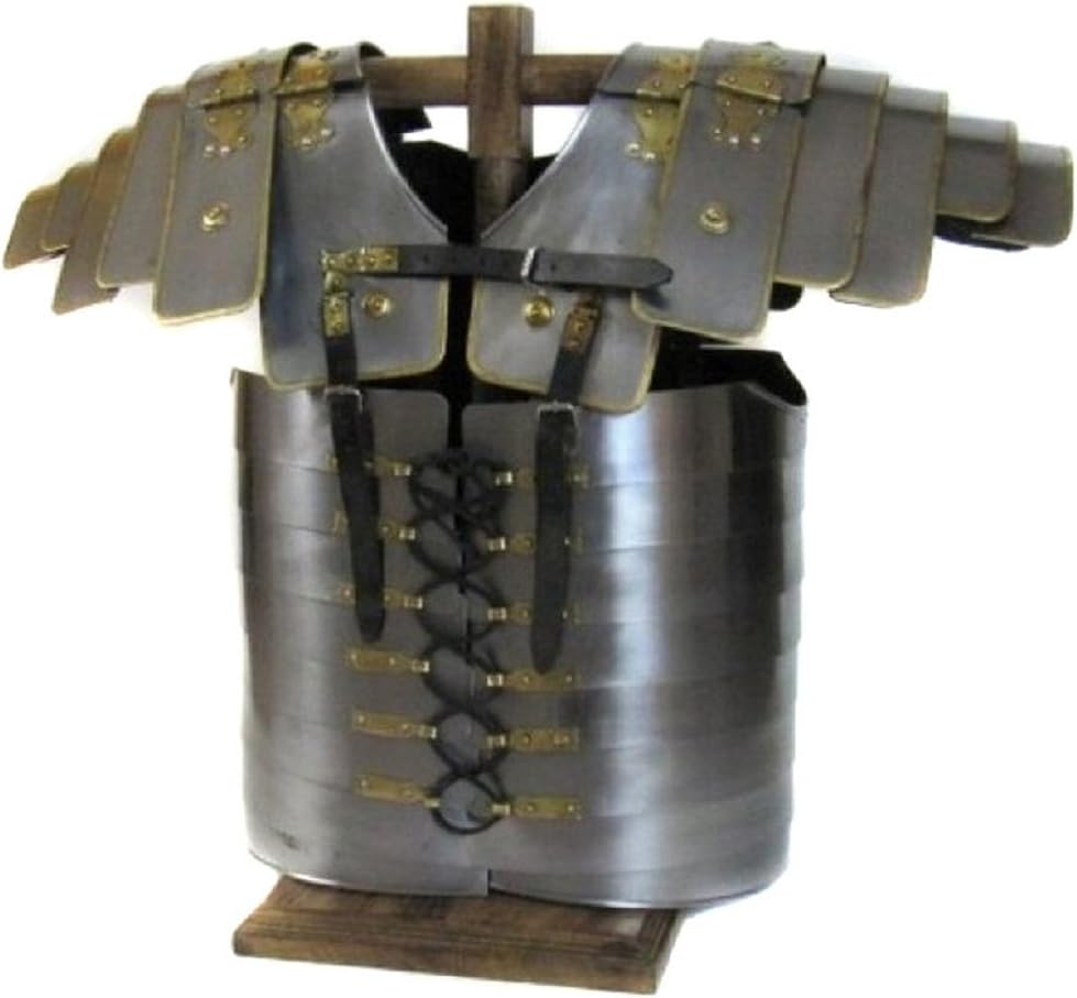 Antique Reproduction Full-Size Roman Lorica Segmenta Steel Chest Plate Armor - Silver Iron Metal