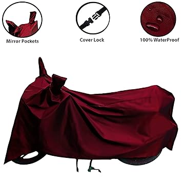 RESHVI WORLD ( Custom Fit ) Bike Cover 100% Waterproof Compatible with Honda CB Hornet 160R ( with Mirror Pocket ) , ( Maroon )
