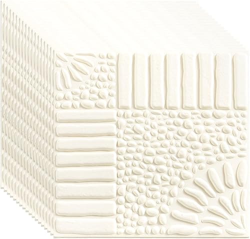 Melairya Paneles de pared de espuma autoadhesivos 3D, 20 paneles de pared de azulejos, papel tapiz de ladrillo para despegar y pegar para sala de