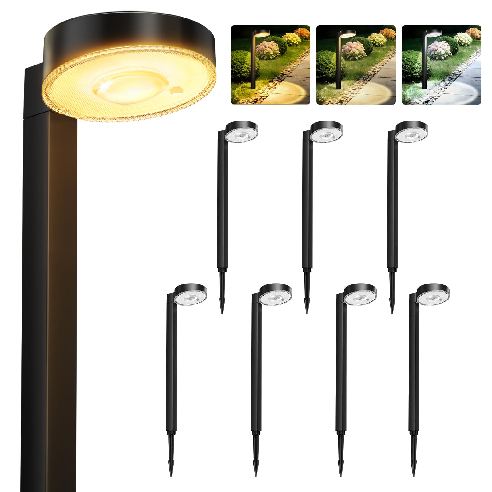 NIORSUN Solar Lights for Outdoor Garden, 8 Pack Solar Garden Path Lights with 3 Color Temperatures and Brighter Lens, IP65 Waterproof Solar Lights for Pathway, Lawn, Patio, Yard, Garden Decoration