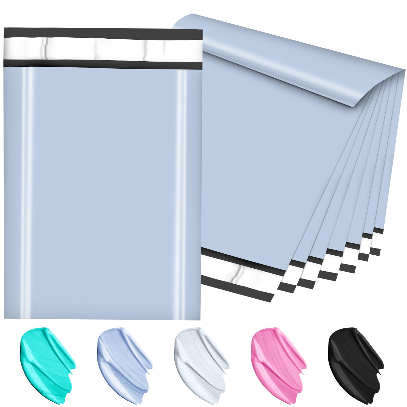 JollyTrip Poly Mailers 10x13 Inch 200 Pcs, Light Blue Shipping Bags, Mailing Envelopes with Self Seal Adhesive Strip, Waterproof and Tear-Proof Poly