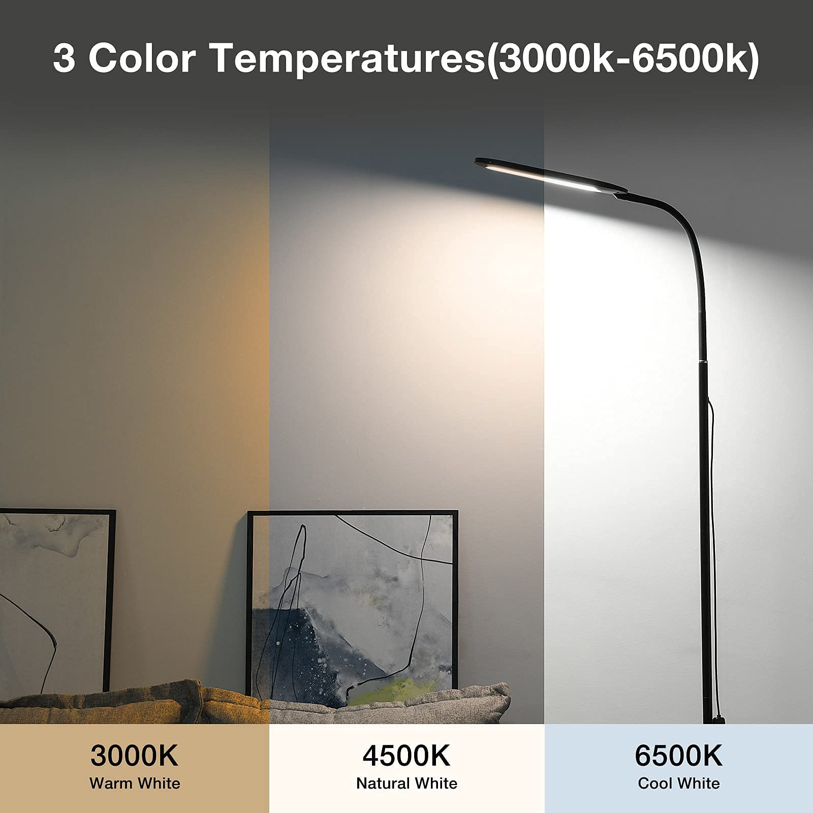 ALongDeng LED Floor Lamp with Adjustable Gooseneck, Height Adjustable