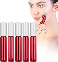 Vista 1 de Botellas de rodillo de aceite esencial, 5 botellas de vidrio enrollables de 0.3 onzas líquidas con bolas de acero inoxidable, botella de bola