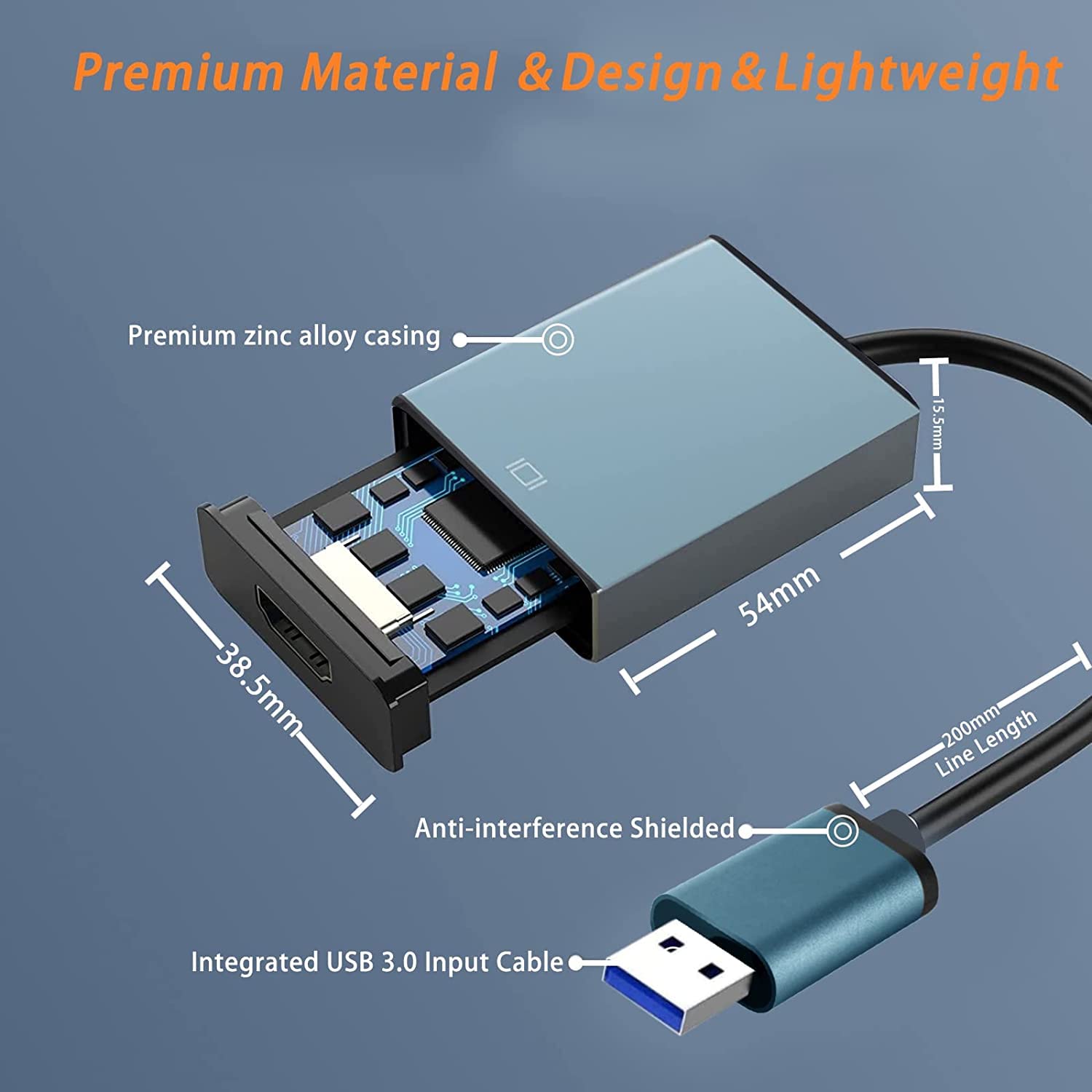 Adaptateur USB 3.0 Vers HDMI - Câble Multi-Moniteurs Ultra Rapide Pour PC, Compatible Windows 11/10/8/7, Résolution Full HD 1080p