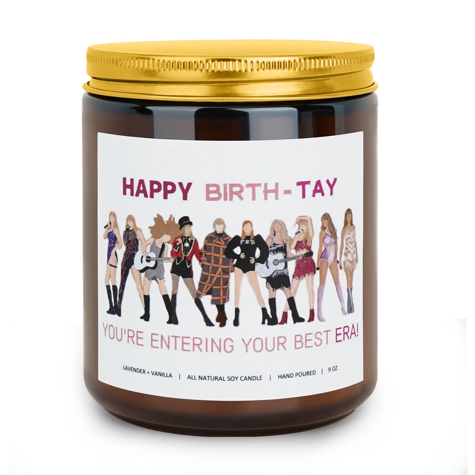 Happy Birthday Candles Gifts for Women, Unique Best Friend Birthday Gift Ideas, Birthday Candle Natural Soy Wax Lavender and Vanilla Scented Candle Birthday Gifts for Her and Him, 9oz