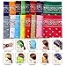 E-accexpert 16pcs Bandanas Multi-Purpose Party Outdoor Favor Scarf Headband Handkerchiefs for Unisex Women Men Boy Girls