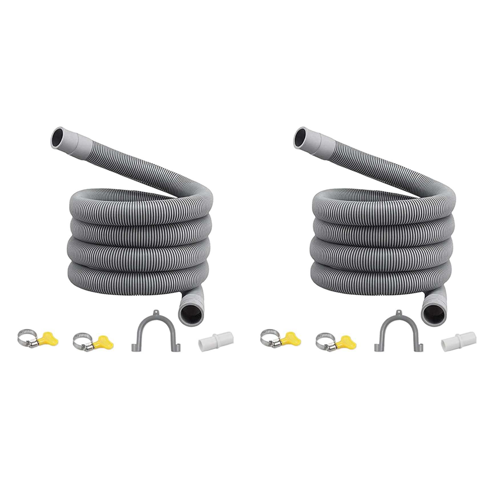 Hndhbfgrt Gray 2X Drain Hose Extension Set Universal Washing Machine Hose 2M,Include Bracket Hose Connector And Hose Clamps Drain Hoses